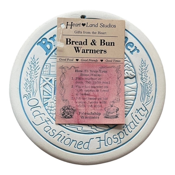 Vintage Gourmet Ceramic Bread Warmer Round Disc Old Fashioned Warming Stone - Picture 2 of 3